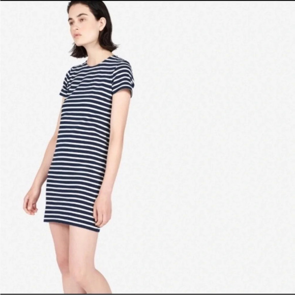 Everlane Gia Navy Striped Cotton T-shirt Dress - Picture 9 of 9